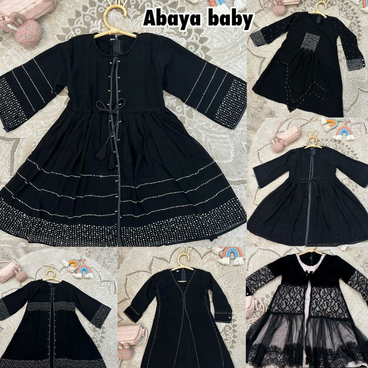 KODE P22T Abaya Gamis Hitam Maxy Dress Anak Baby Fashion Muslim Busana Bayi Lucu Super Cute