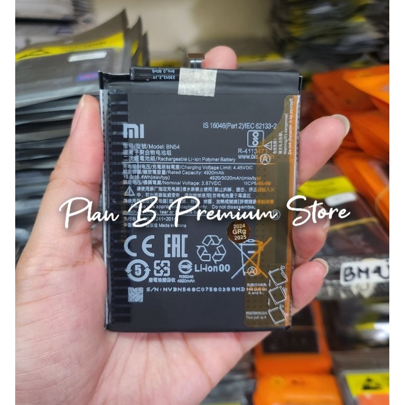 REDMI NOTE 9 - Baterai Batre Bn54 For Xiaomi Redmi Note 9 ORIGINAL Model BN-54 BN 54
