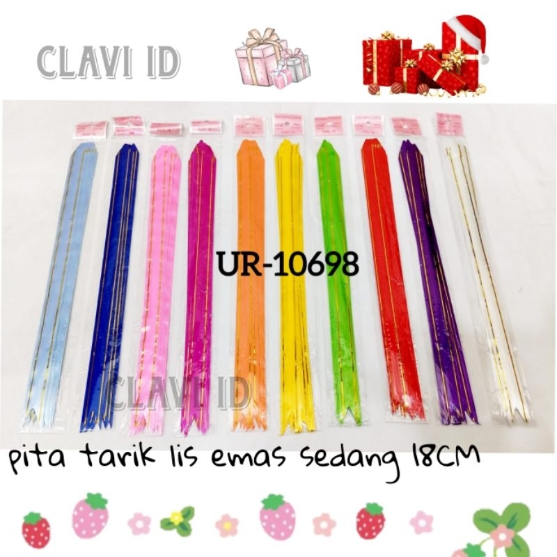 

10698/PITA TARIK LIST EMAS - Serut Parcel Kado Souvenir Suvenir Hiasan Lis Ribbon Pull Gold