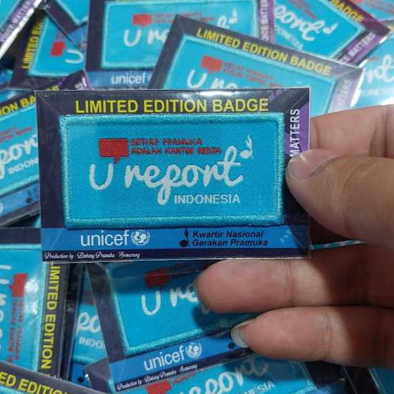 Logo U Report Pramuka Premium Woven Awet & Detail