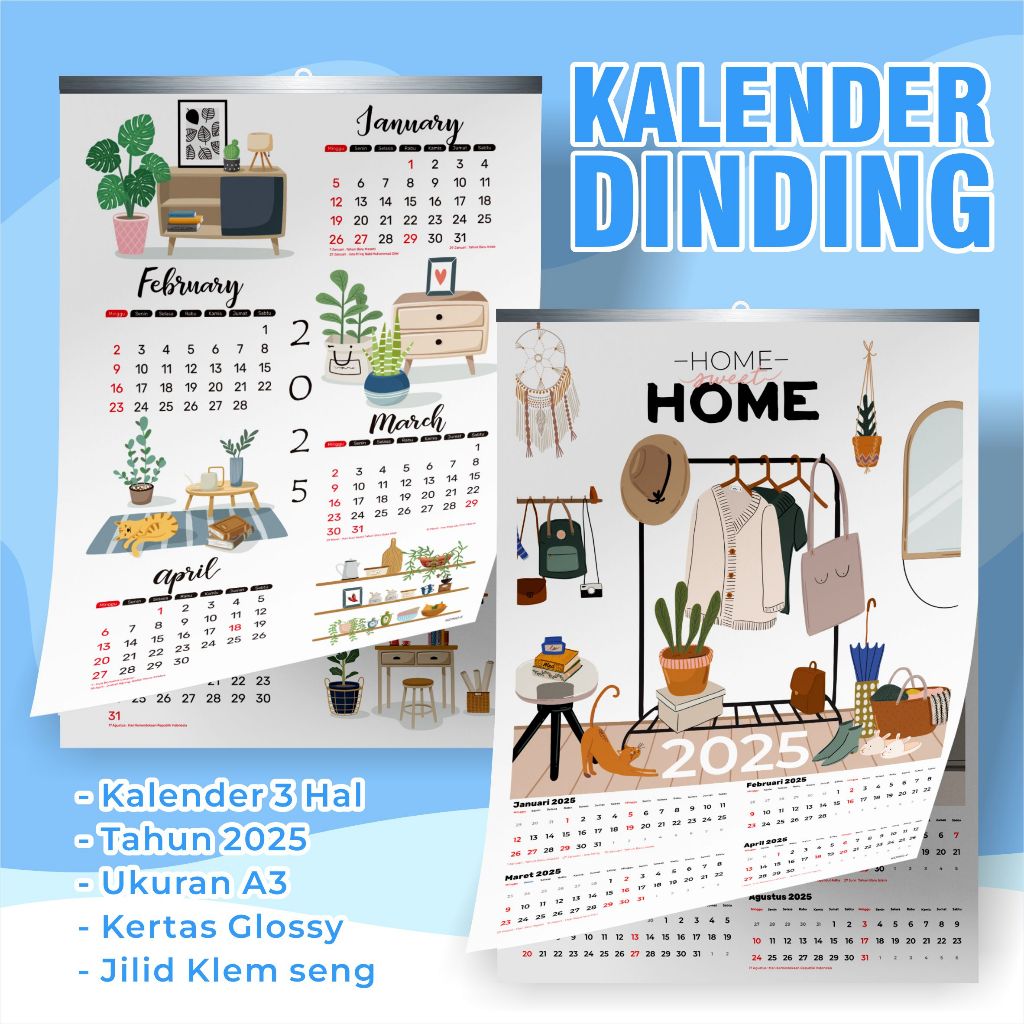 

Kalender dinding aesthetic - wall callendar - kalender gantung 2025