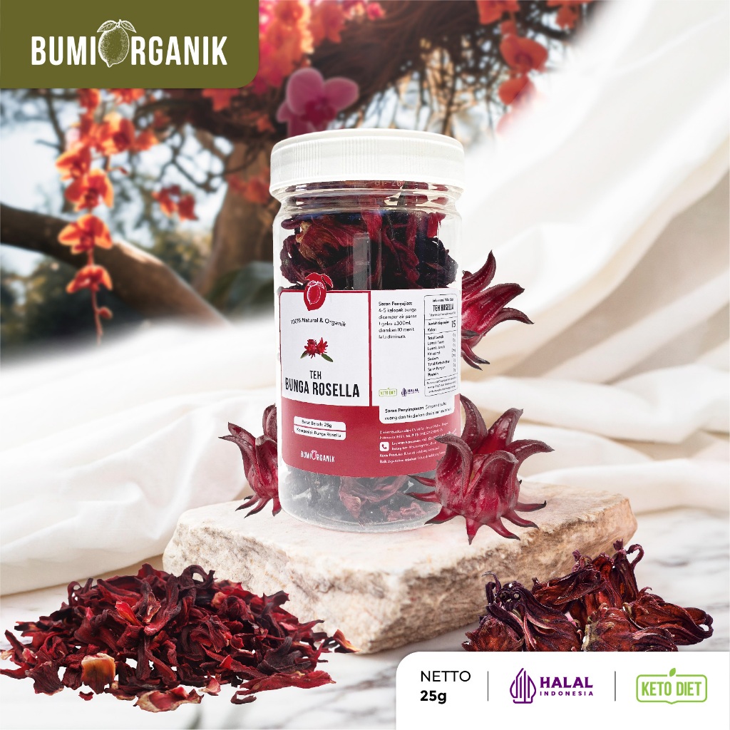 

TEH BUNGA ROSELLA MERAH KERING PREMIUM 25G BUMI ORGANIK BUNGA ROSELLA TEA / ROSELA MERAH KERING / HIBISCUS TEA / TEH ROSELLA UNTUK DIET / TEH ROSELA KERING / BUNGA ROSELLA SEGAR / RED ROSELLA / NUTRIFARM / BEORGANIK / DARI BUMI / SAFIYA / KENCONO SARI