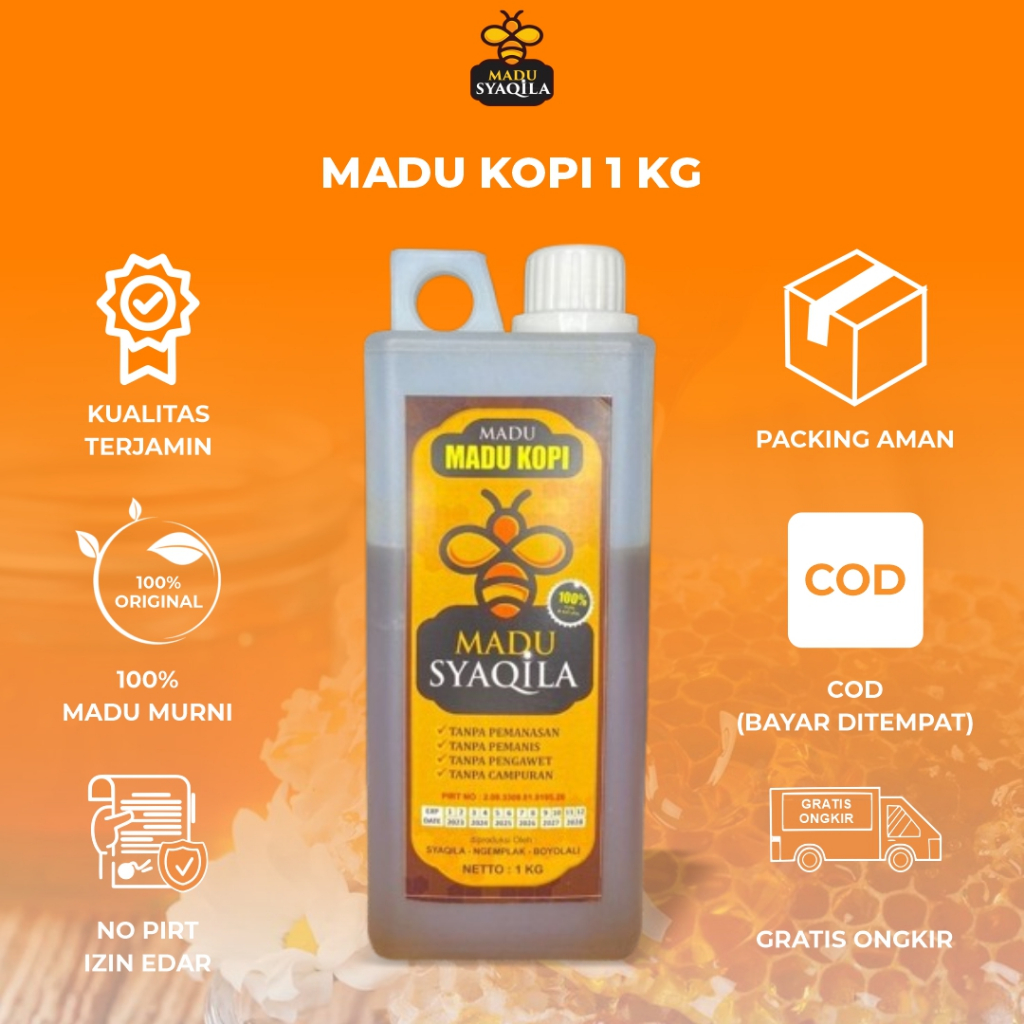 

Madu Syaqila |Madu Kopi Jaminan Asli 1KG| Madu Murni |Raw Honey | Madu Mentah