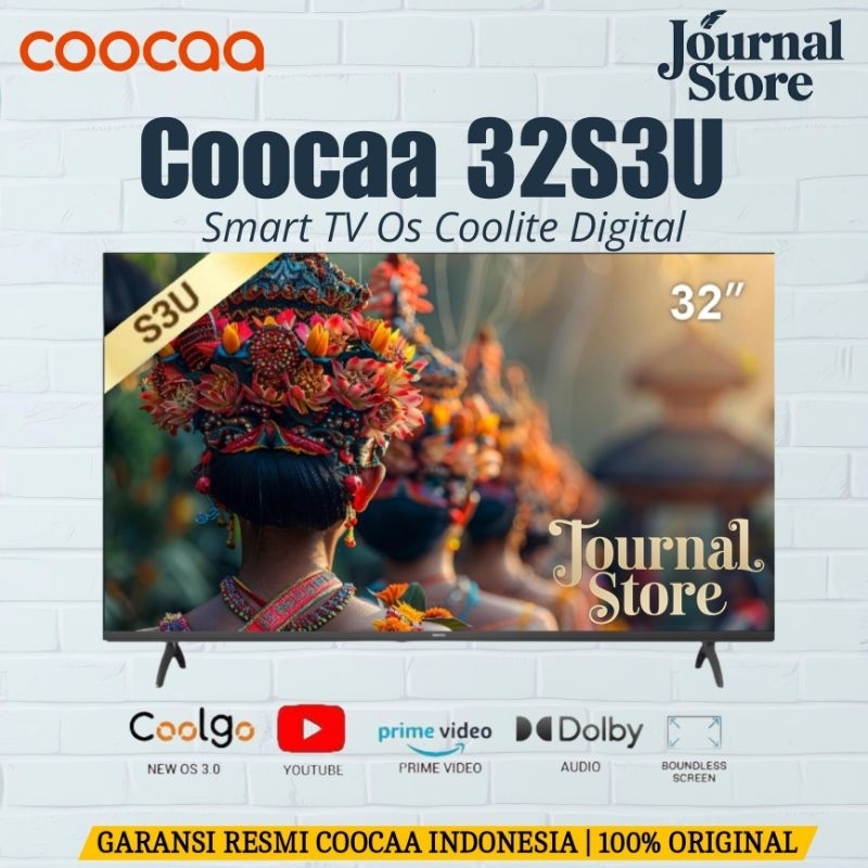 Smart TV Coocaa 32S3U Versi Terbaru 32 Inch HD Support Siaran Digital DVBT2 Youtube Browser(MEDAN/LU