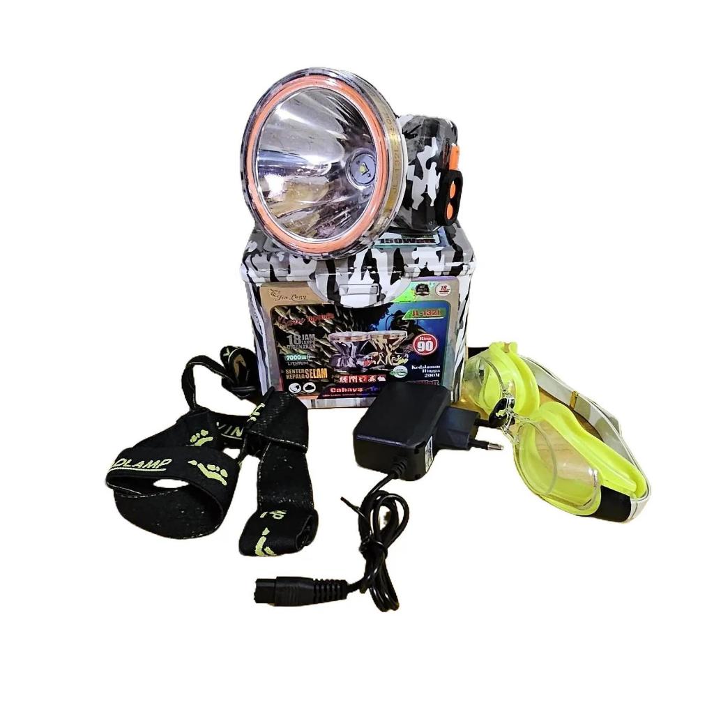 Senter Kepala LED Selam Diving 150 Watt Jinlong JL-132L Loreng AMRY Cahaya Putih Waterproof Super Te