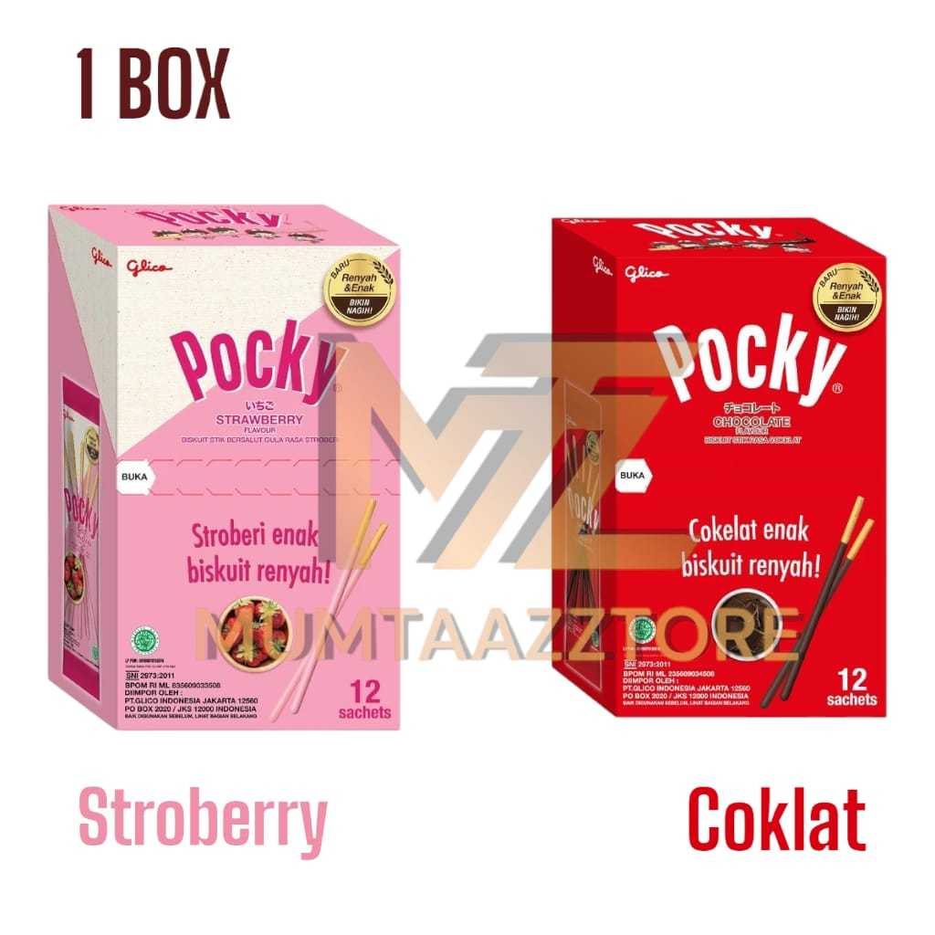 

☘️MUMTAAZZTORE☘️ SNACK Glico Pocky Sachet Choco & Strobery Stick Biscuit 144g