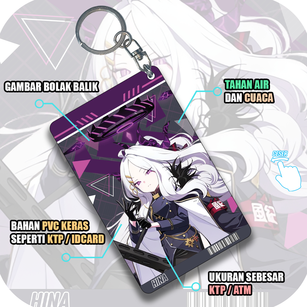 Gantungan Photocard/ID card Hina Blue Archive, Gantungan Kunci PVC Photocard Anime Game