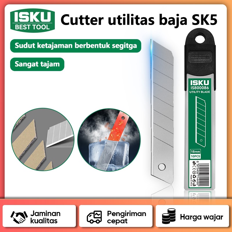 

ISKU SK5 Cutter Blade/Isi Ulang Cutter SK5 10 pcs perkakas Tajam Dan Anti Karat Isi Ulang Pisau Cutter Ukuran Besar profesional perkakas