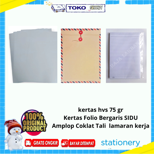 

Kertas Double Folio Sinar Dunia | Kertas HVS 75 GR | Amplop Coklat Tali Lamaran Kerja