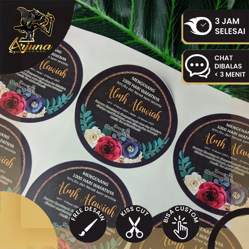 

5-8 Sticker Label Bulat Mengenang Wafatnya Stiker Tahlil Mengenang Tahlilan