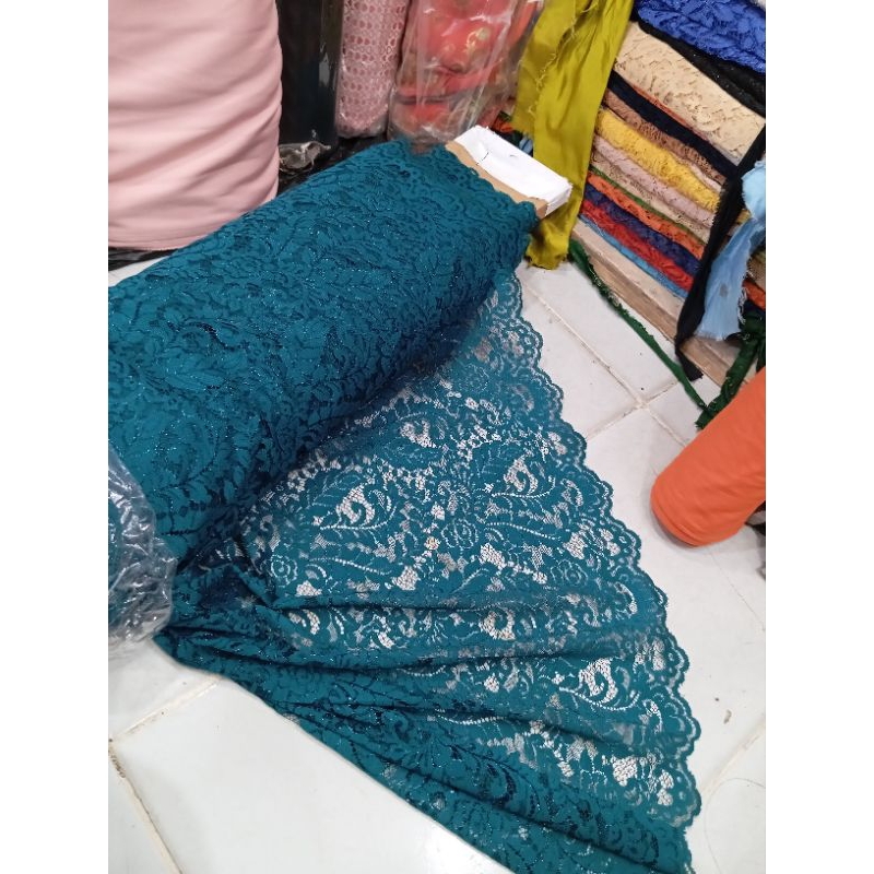 KAIN RENDA  BROKAT FATMAWATI METERAN TERBARU PAKAI BENANG KRISTAL lebar 1,5m