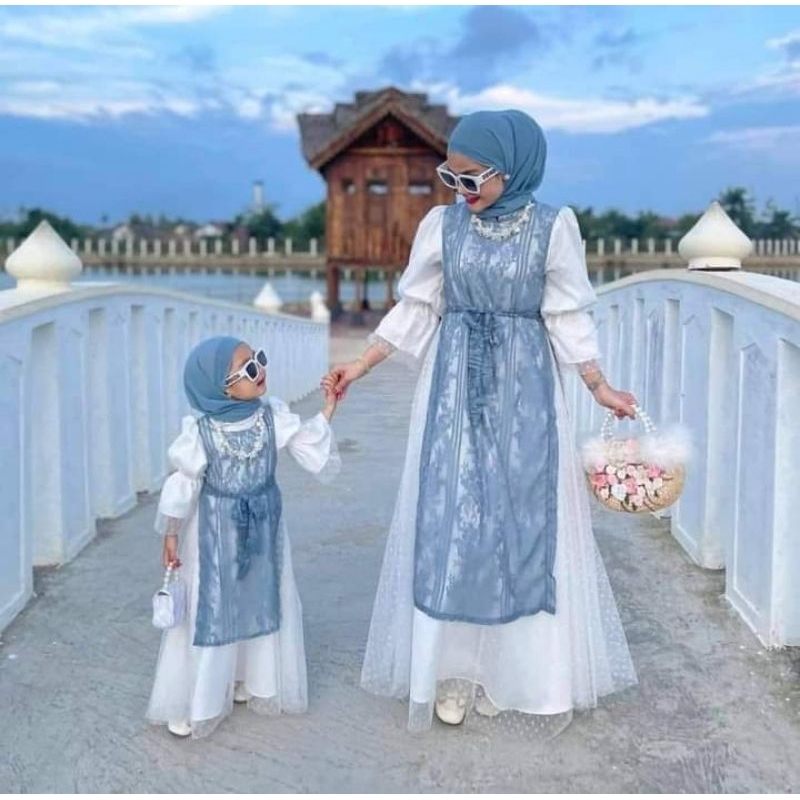 Gamis Couple ibu anak putih