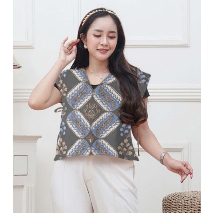 KODE Y1P New Vest Batik Atasan Wanita Rompi Baju Kantor kekinian