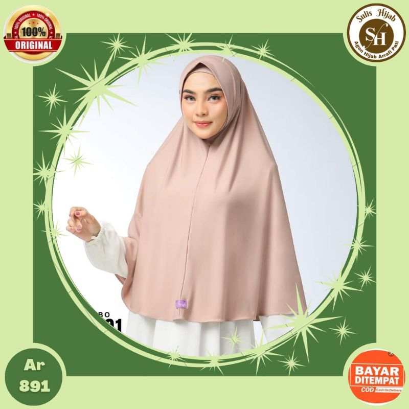 PROMO-Arrafi AR 891 Jilbab hijab kerudung bergo krudung wanita dewasa jersey instan jumbo syari dagu