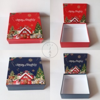 

kotak kue 22x22x7 hardbox / hand made / box kue edisi natal