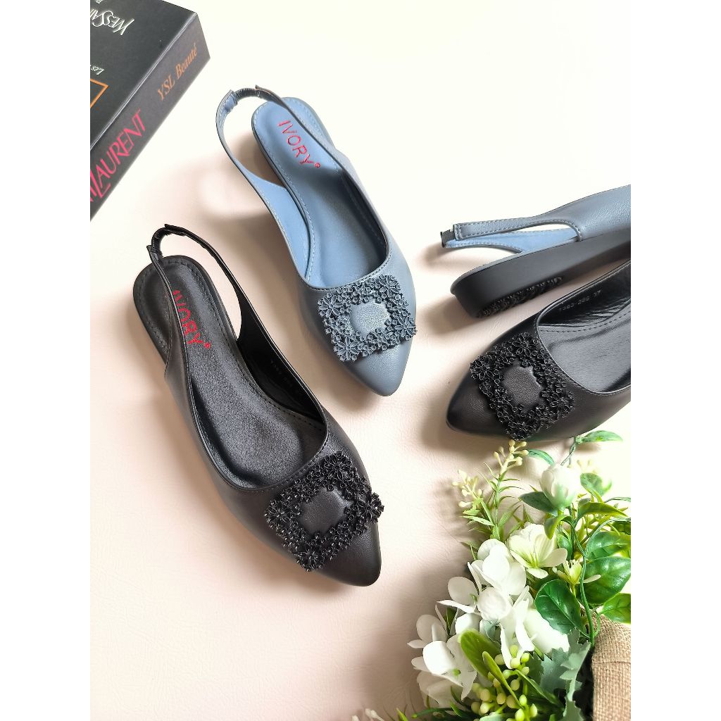 IVORY Sepatu Wanita Flat Tali Belakang T383-286