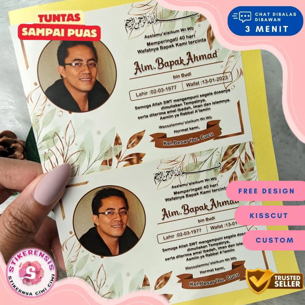 

Stiker Tahlilan Pengajian Mengenang Wafatnya 40 100 1000 hari untuk Kotak Nasi dan box makanan