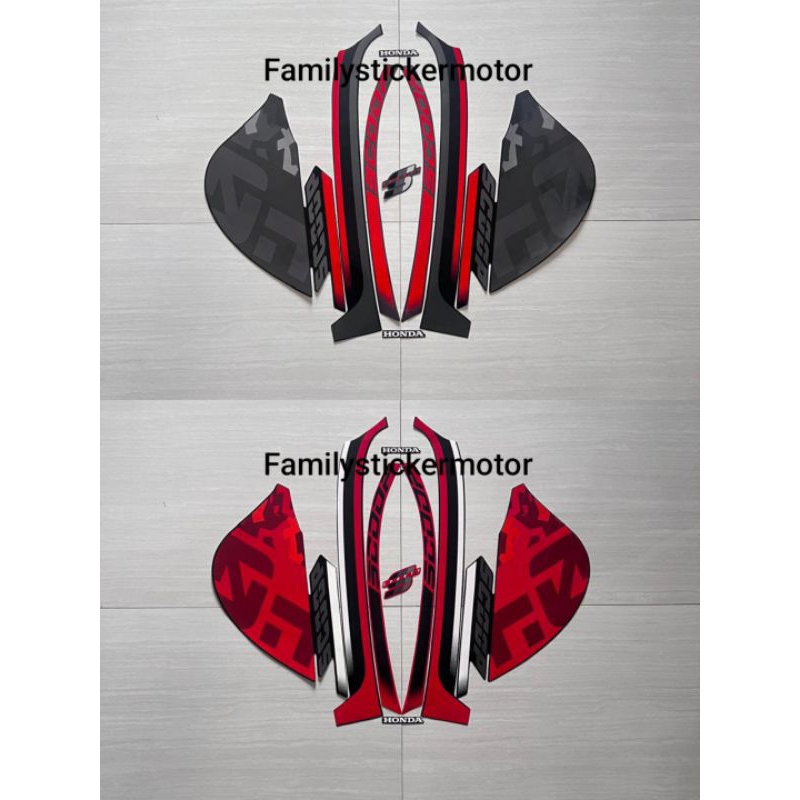 SCOOPY SPORTY TAHUN 2021 WARNA HITAM/MERAH STIKER STRIPING LIS BODY