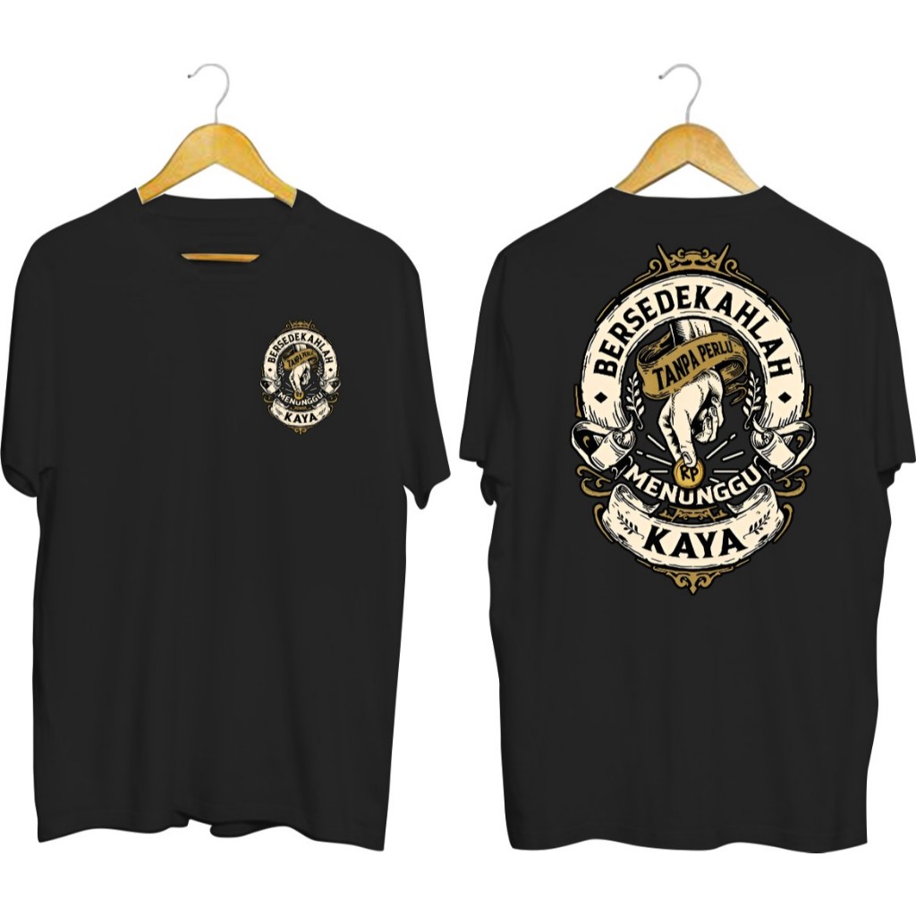 Kaos Atasan oblong pria Lengan pendek  Kaos oblong Kaos pria Sablon Bersedekahlah / Kaos Oblong/ Baj