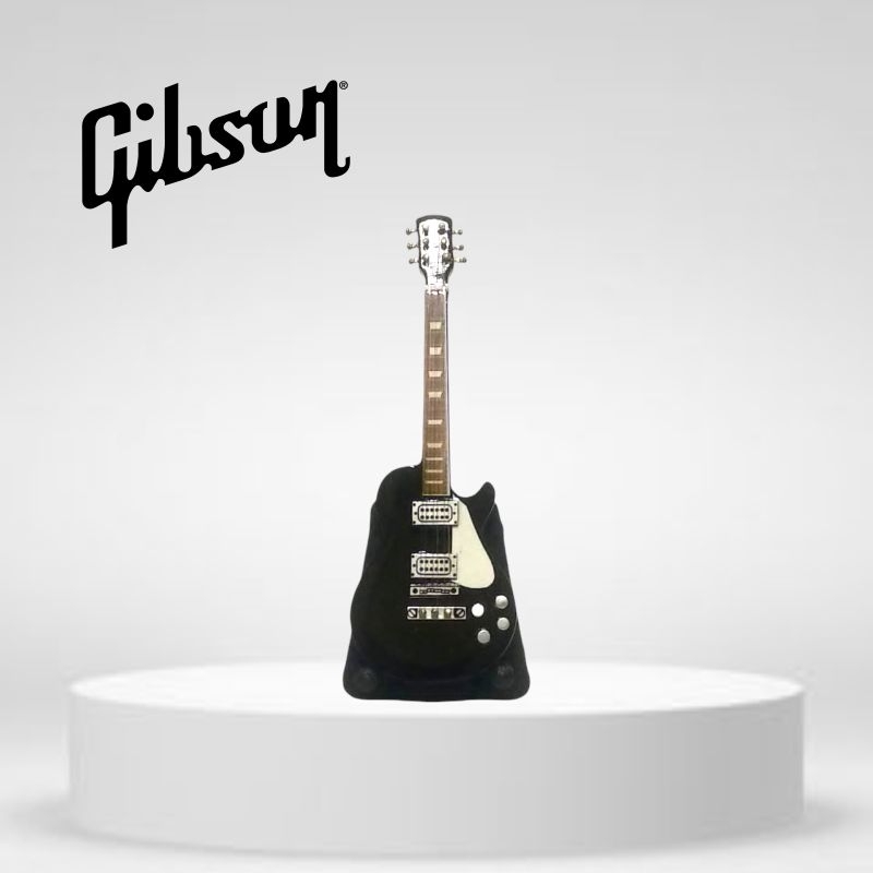 MINIATUR GITAR GIBSON LES PAUL WARNA HITAM PICKGUARD PUTIH 1:12 (11cm)
