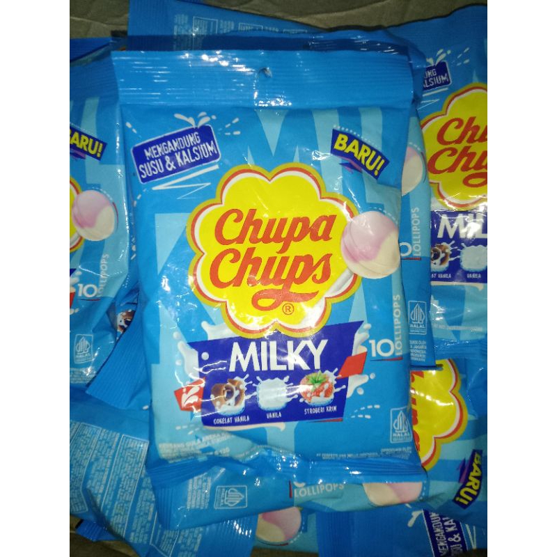 

Chupa Chups lollypops milky 120gr isi 10pcs -Lolipop Permen susu creamy