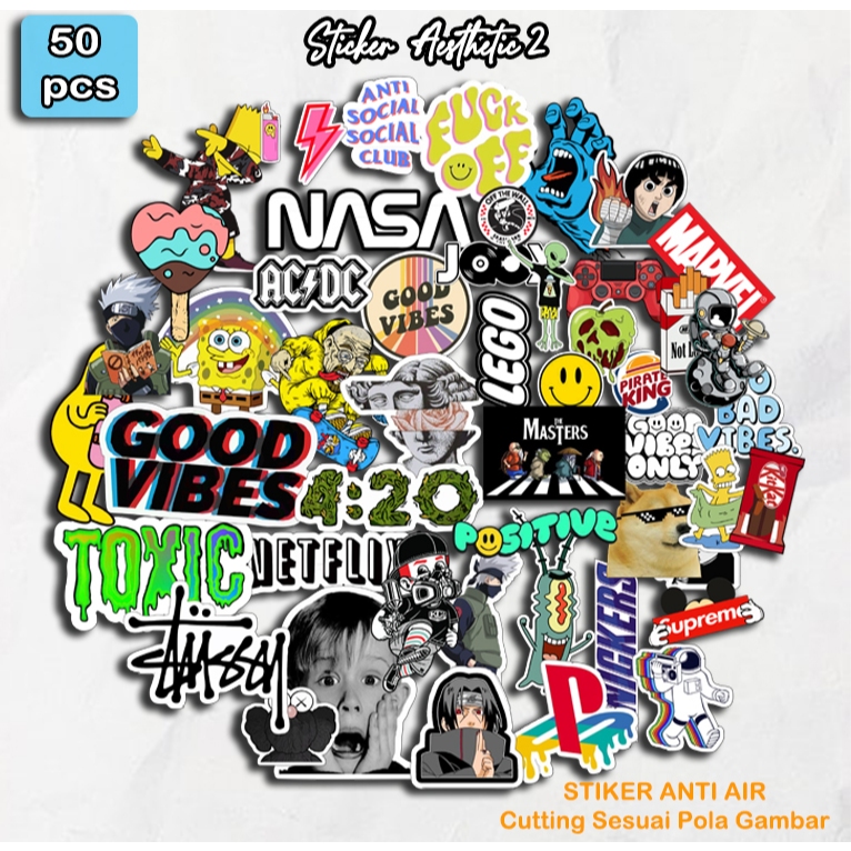 

Sticker Aesthetic Hypebeast Stiker Pack Isi 50 - Tempel DI Helm, Case Hp, Laptop Dll