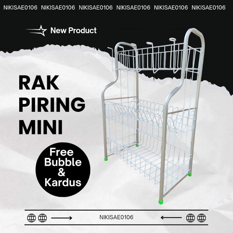 Rak Dapur Mini Aluminium 3 Susun RPK Gelas Aluminium / Rak Piring Mini / Rak Serbaguna