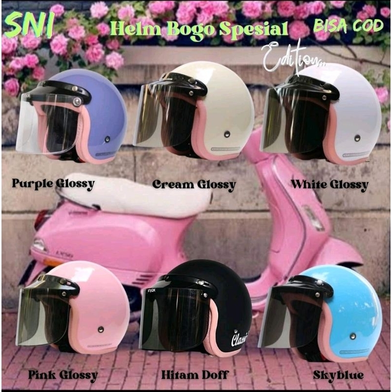 Helm Bogo Hijab Wanita  Dewasa Helm Bogo wanita cewek dewasa terbaru list pink kekinian