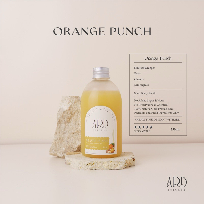 

ORANGE PUNCH 250ML - ARD JUICERY Cold Pressed Juice 100% Fresh and Organics