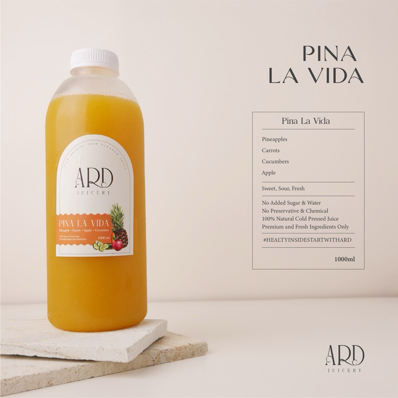 

Ay00! PINA LA VIDA 1000ML - ARD Juice Cold Pressed Juice 100% Organic & Fresh