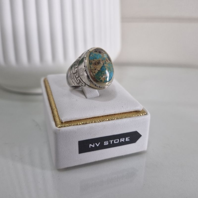 Batu Pirus Persia Serat Emas