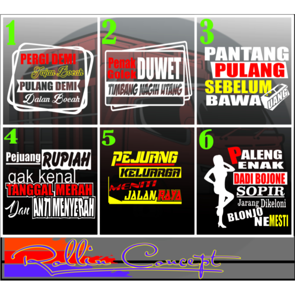 Stiker Mobil Stiker Variasi Stiker Pintu Stiker Kaca Stiker Kata kata truck, picup carry