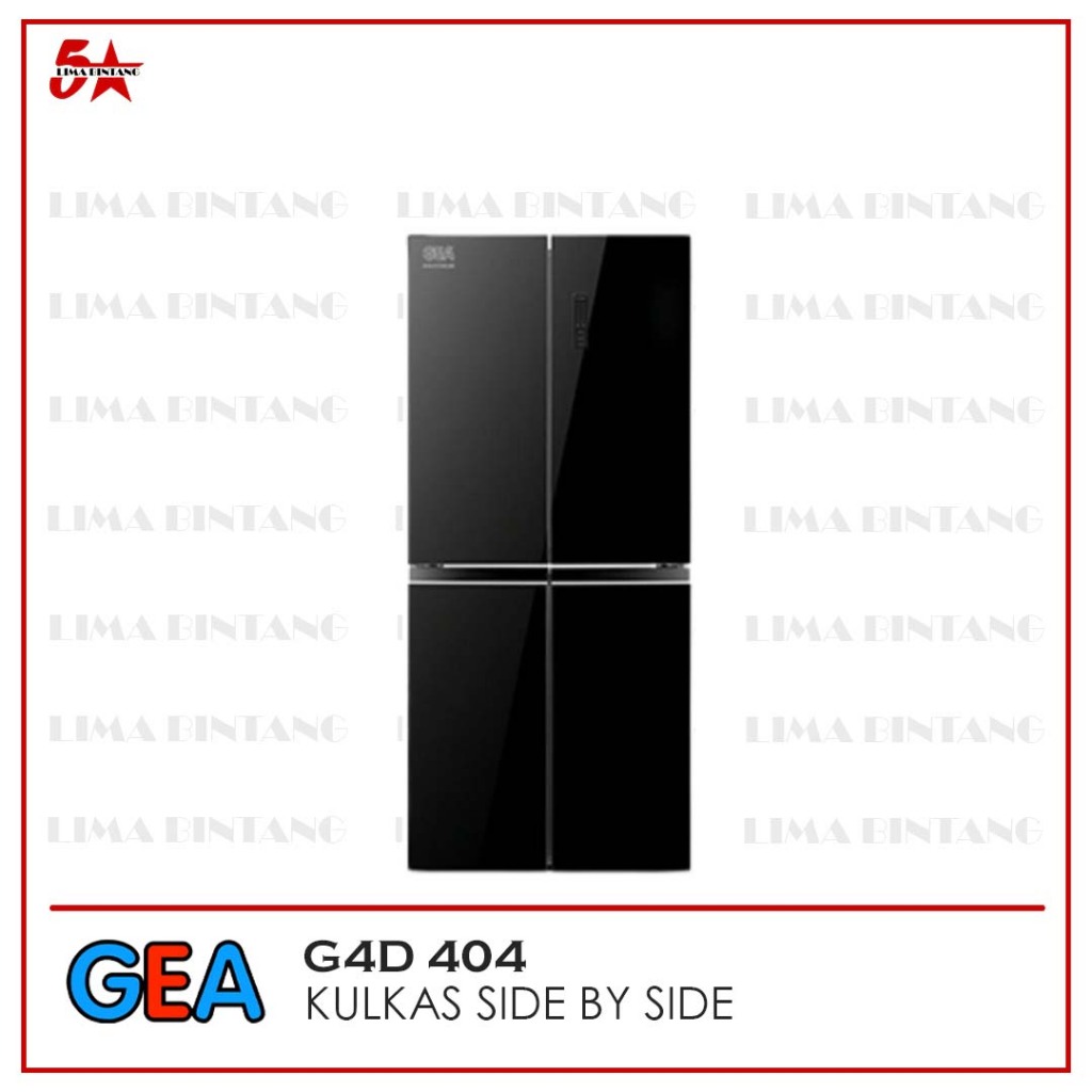 KULKAS SIDE BY SIDE GEA G4D 404 G4D-404 BLACK GLASS 404 L [BDG]
