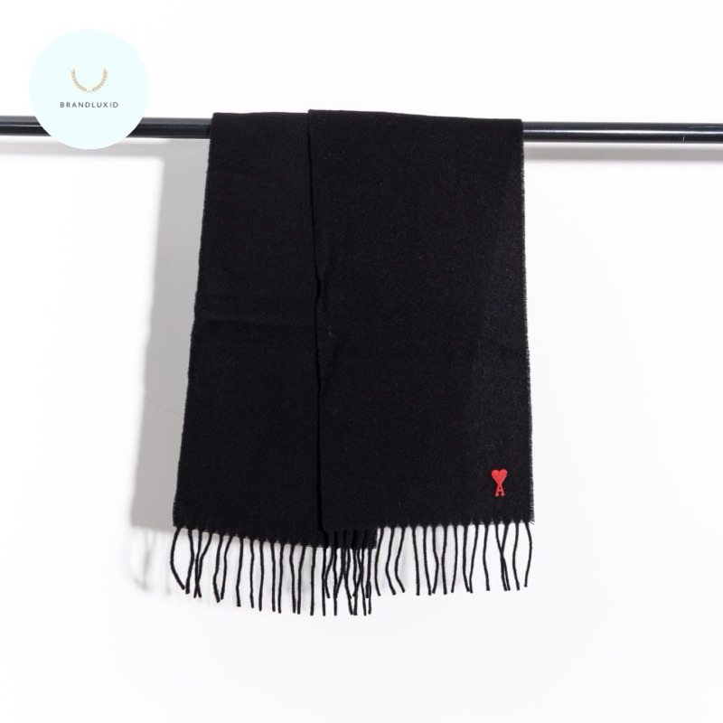 Ami Paris Red ami de coeur scarf wool