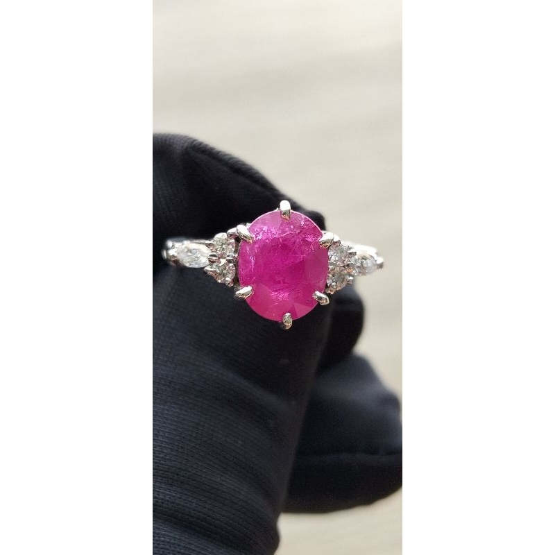Cincin wanita natural Red Ruby Burma crystal Kristie Handmade Jewelry lengkap memo