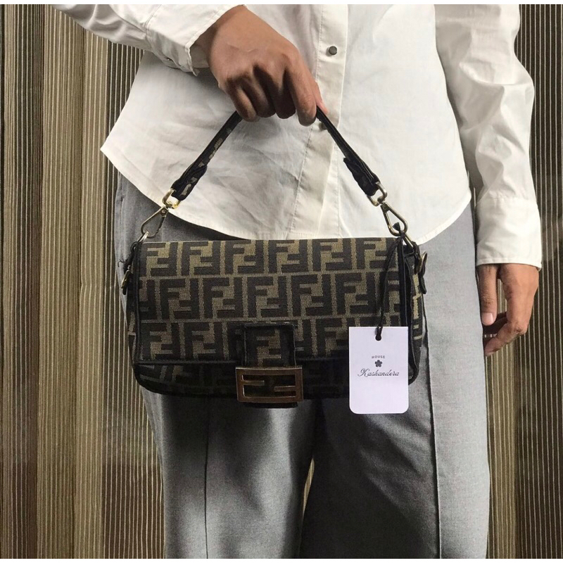 F3nd1 zucca canvas baguette bag (small)