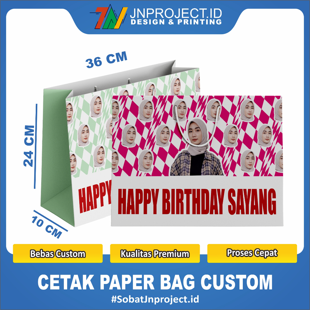 

Custom Paper Bag Kado Muka Foto Sendiri | Termurah