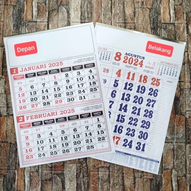 

1 pak( 50 set) kalender kerja dwibulan bertas bekas tahun 2025
