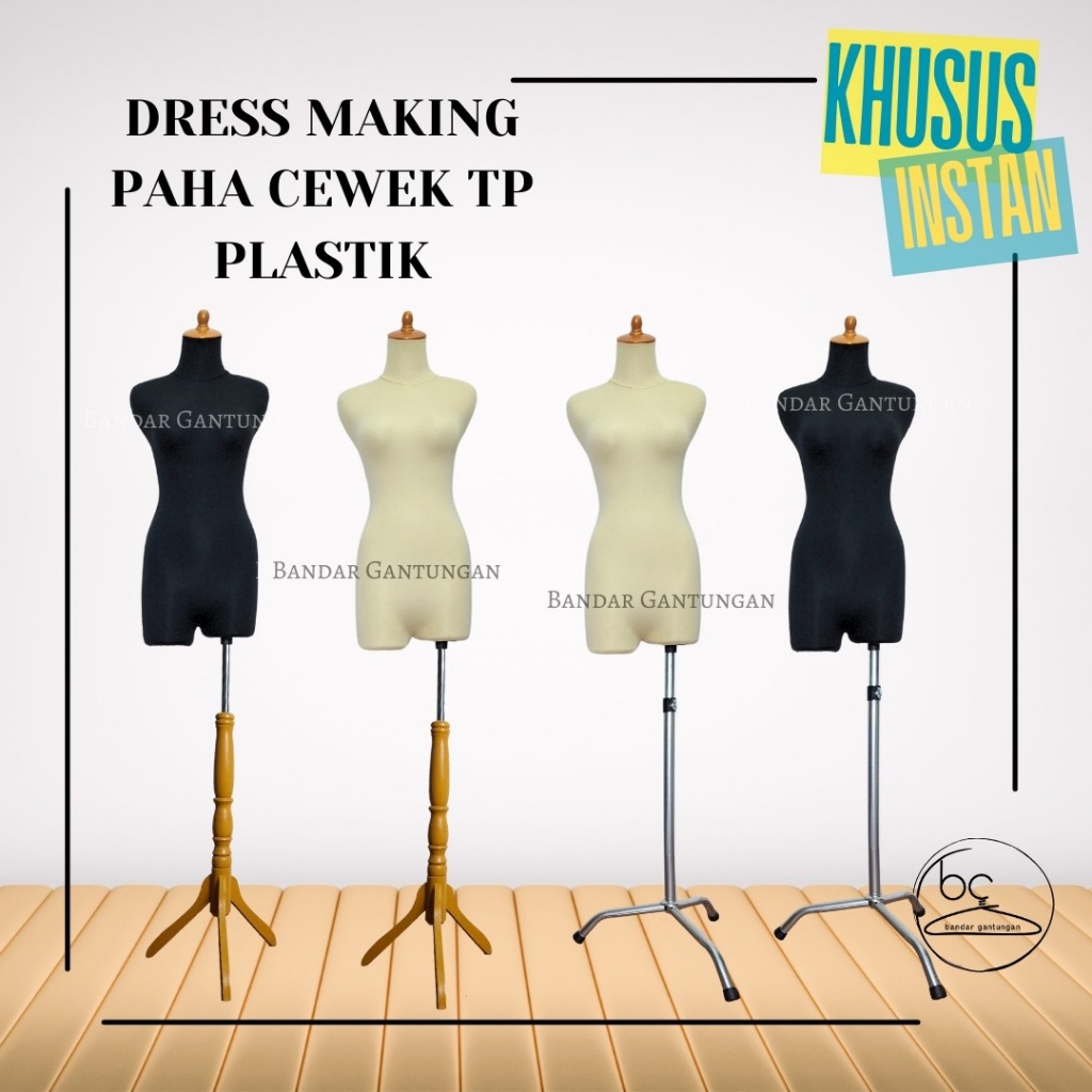 KHUSUS INSTAN Manekin Dress Making Cewe Ada Paha/Manekin Setengah Badan Plastik/Lapis Kain Patung Ma