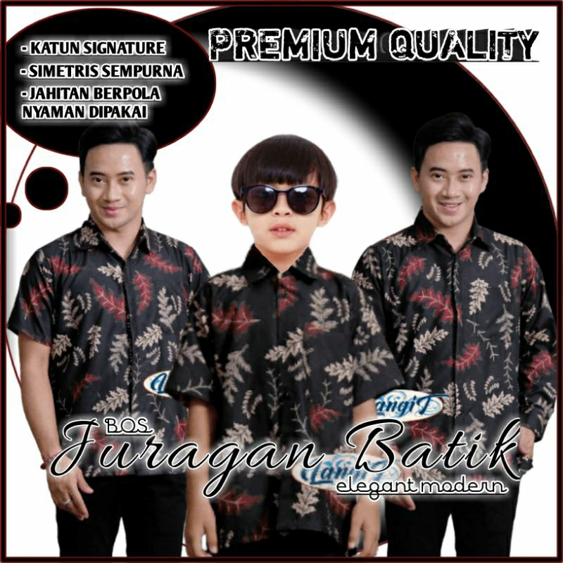 COD - Batik Couple Ayah Dan Anak Cowok - Batik Couple Ayah Anak Laki-laki - Batik Anak Hitam Terbaru