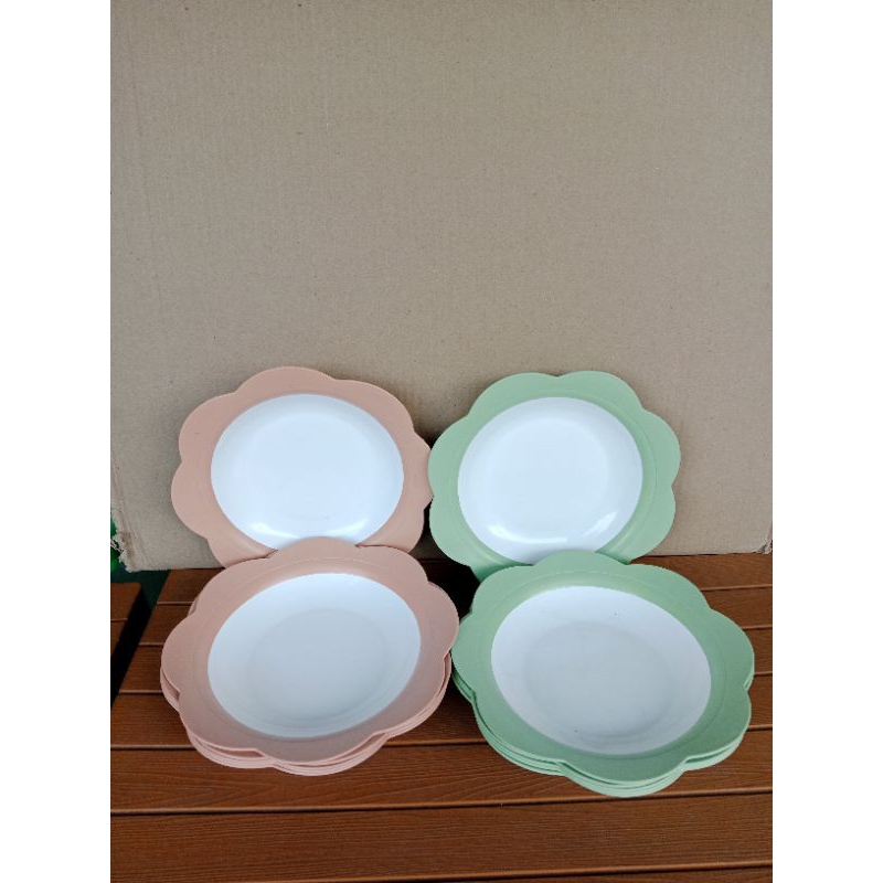 12 PCS PIRING BUNGA / PIRING MAKAN MATAHARI CANTIK /PIRING PLASTIK TEBAL LEBAR