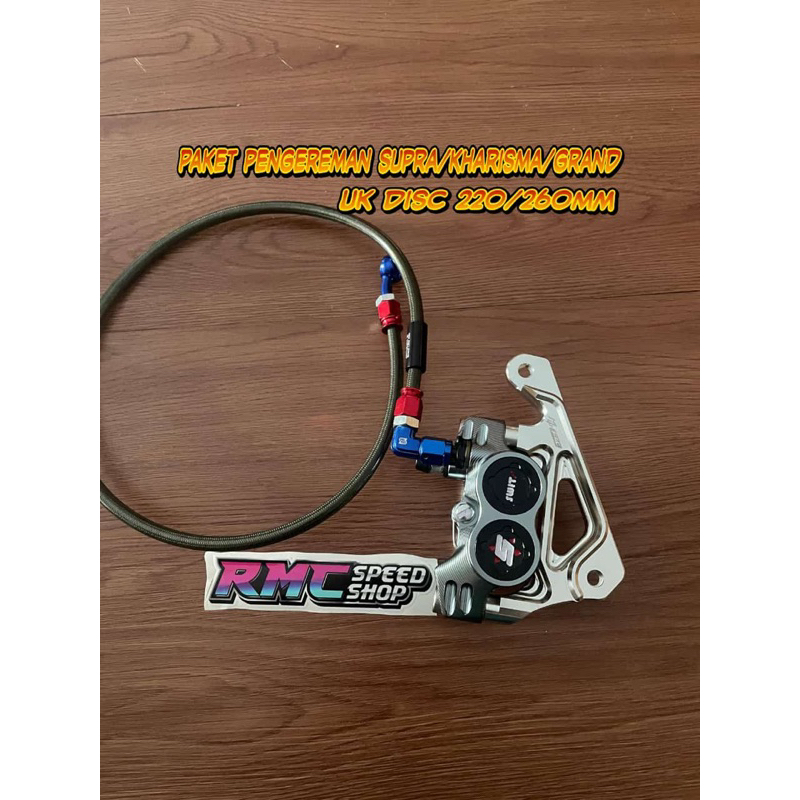 Paket pengereman Supra kharisma Grand ukuran disc 220mm 260mm / Paket kaliper swit fromula 4piston S