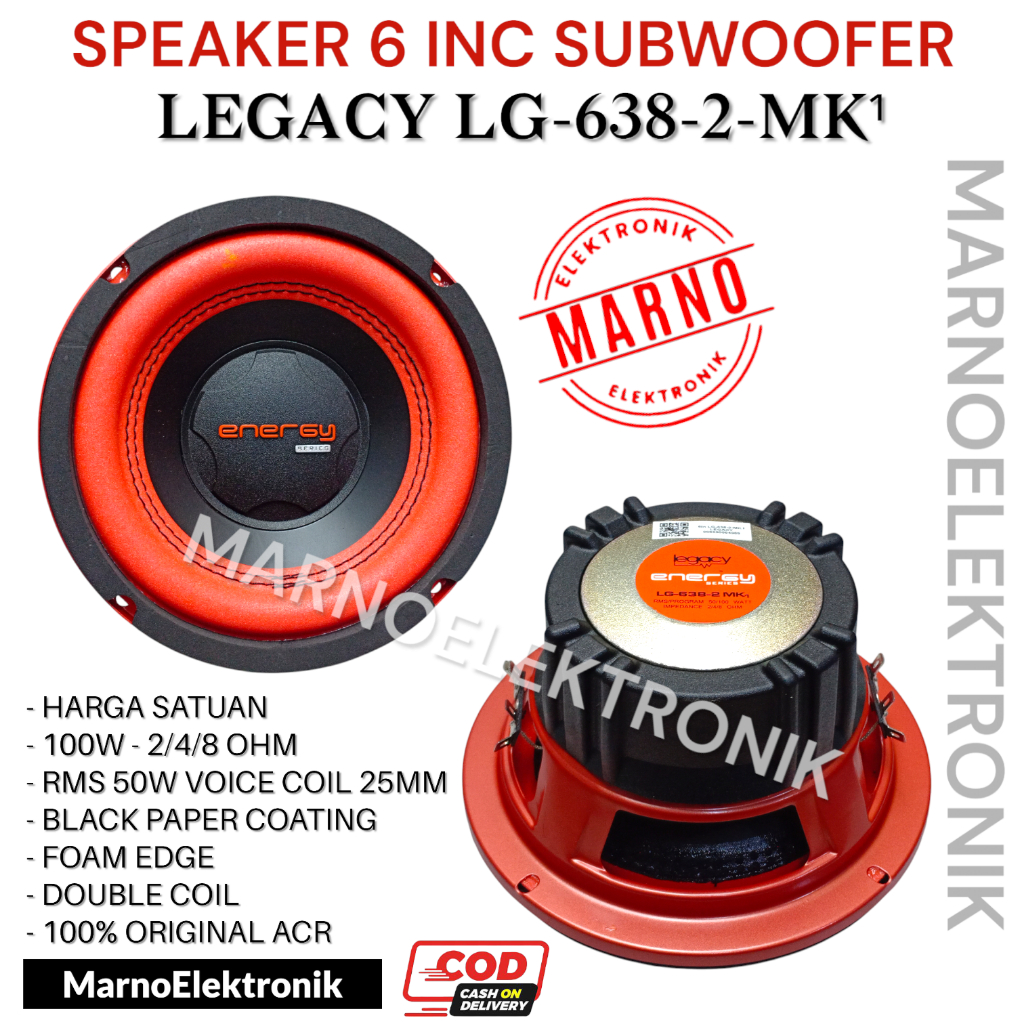 SPEAKER SUBWOOFER LEGACY 6 INC LG-638-2-MK1 LG 638-2 MK1 INCH 638 2 SPEAKER DOUBLE COIL SUBWOFER RUM