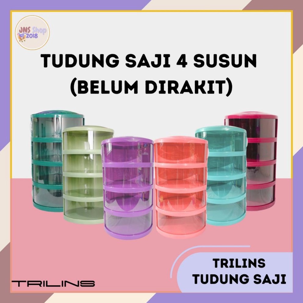 Promo besar Tudung Saji FIT 4 Su FOOD GRADE Lebih Tebal 1KG Tempat Penyimpanan Makanan 4 Tingkat Pra