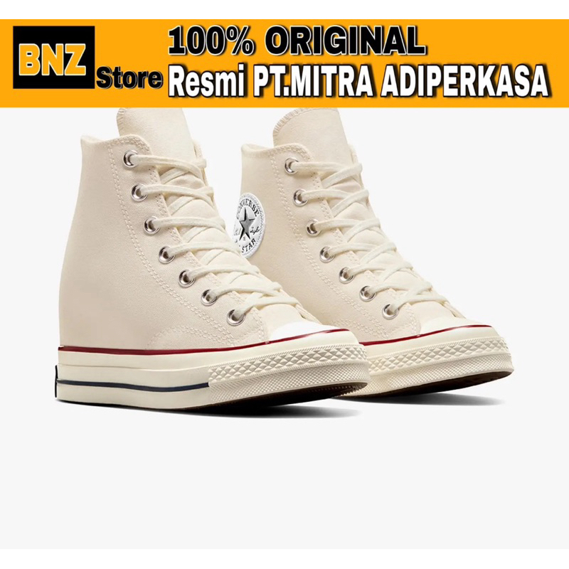 Sepatu Sneakers Wanita Converse Chuck 70 Hi Wedge Parchment