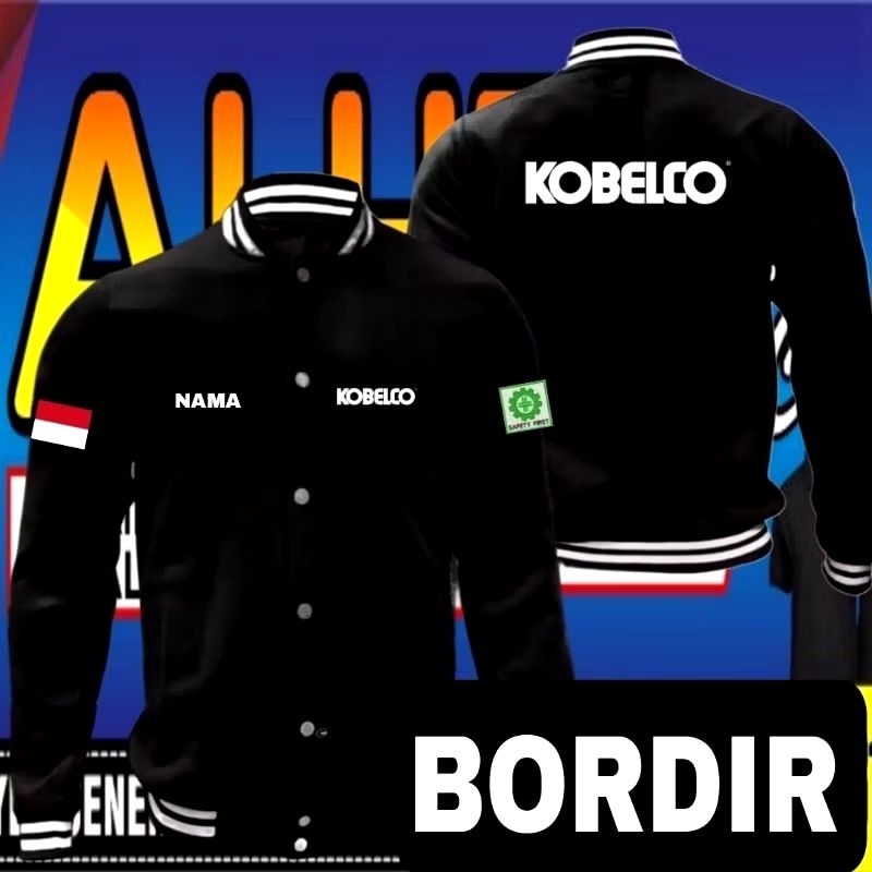 Jaket bordir Kobelco jaket Kobelco Jaket varsity Kobelco Jaket baseball Kobelco Jaket kerja Kobelco 