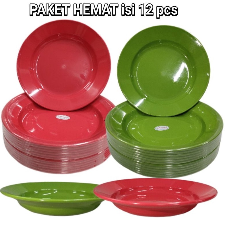 Harga Miring PAKET HEMAT PIRING SEMI MELAMIN isi 12 pcs