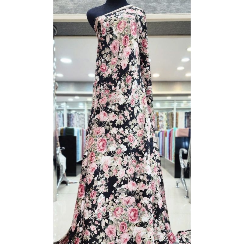 kain silky embos motif bunga