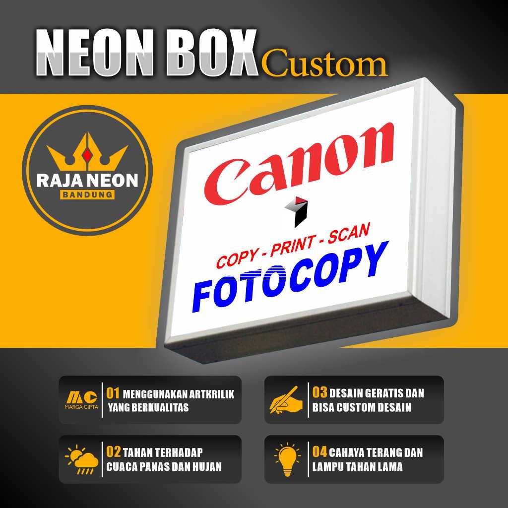 NEON BOX FOTOCOPY AKRILIK 2 MUKA