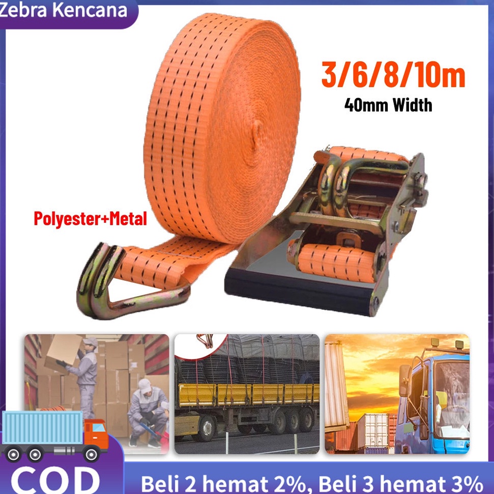 Langsung Order rachet tie down81 meter Trek belt 1 ton tali soundtali barangTrack webbing cargo lash